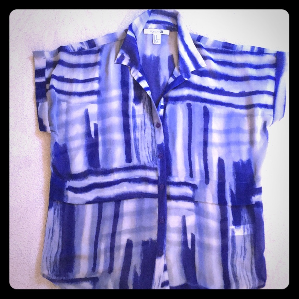 Sheer Patterned Button Down Blouse